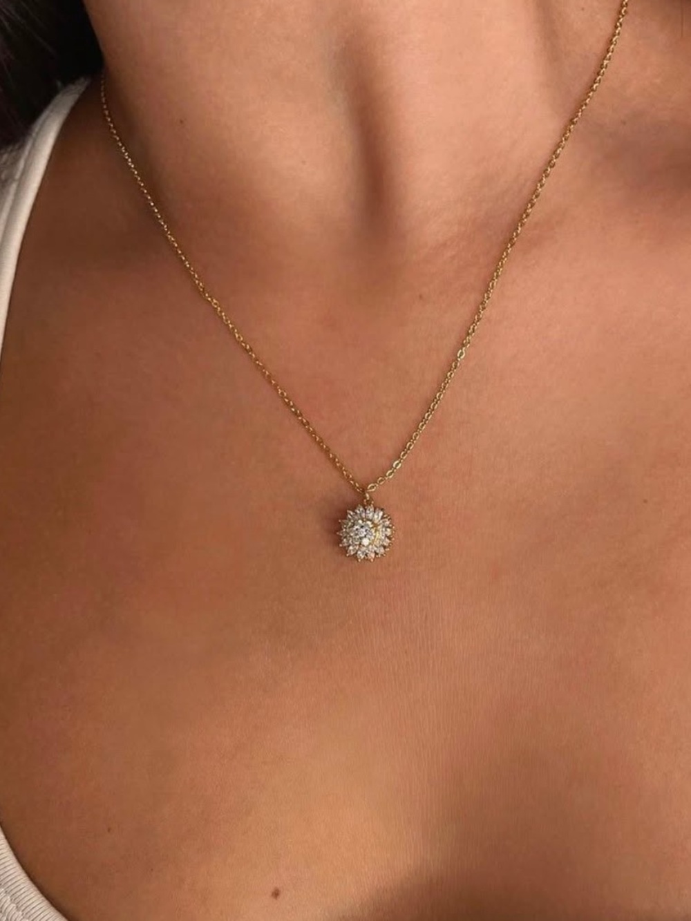 Bee Kind Shop Anxiety Fidget Spinning Necklace Sunflower 18K Gold Plate